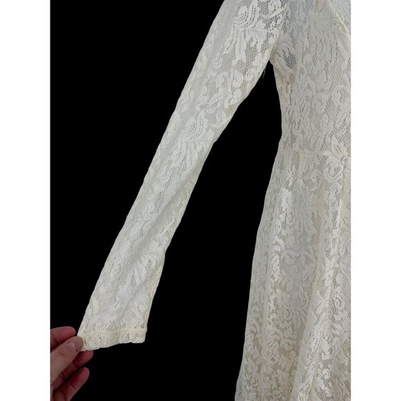 Free People Hearts Delight Lace Overlay Mock Turtleneck Long Sleeve Dress Size S - Picture 4 of 10